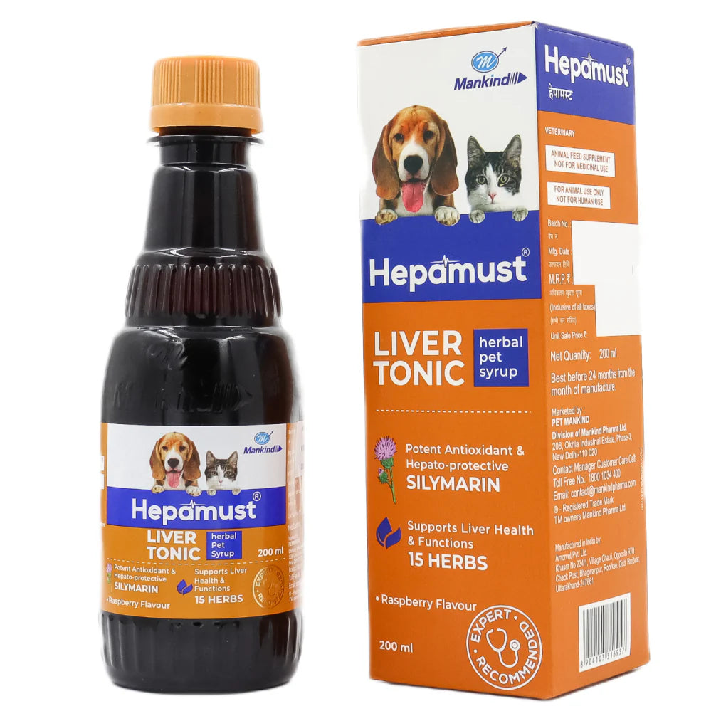 Skyec Star Coat Omega 3 + 6 Syrup (200ml) and Mankind Hepamust Liver Tonic Appetite Booster (200ml) for Dogs and Cats Combo