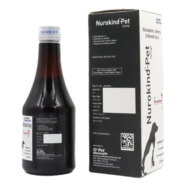 Mankind Nurokind Pet Syrup Multi Vitamin Supplement for Dogs and Cats (210ml)