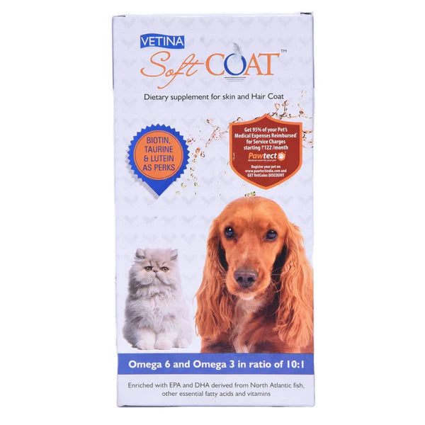 Vetina Soft Coat Dietary Supplements for Skin & Hair Coat for Dogs and Cats