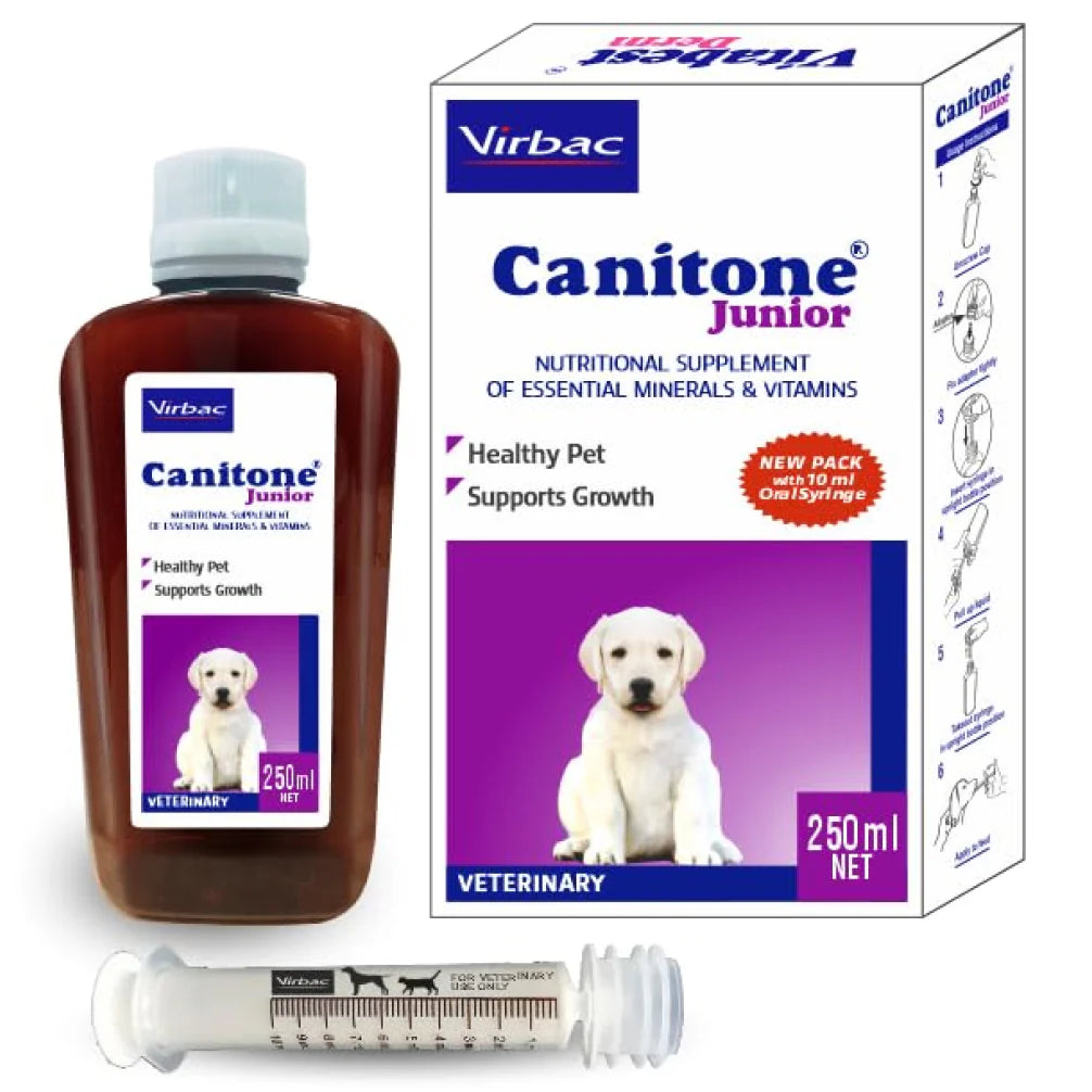 Virbac Canitone Junior Multivitamin Syrup for Dogs and Cats (250ml)
