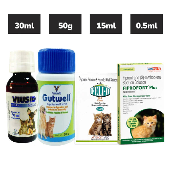 Preventive Care Kit Combo for Kitten (Dewormer + Spoton + Supplement + Probiotic)