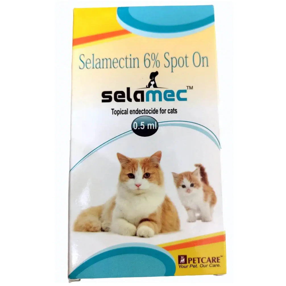 Petcare Selamec (Selamectin) Spot On for Cats 0.5ml and Vetina Canworm (Fenbendazole) Pet Deworming Suspension 30ml Combo