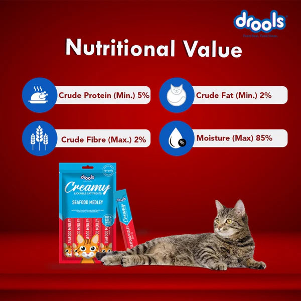 Drools Seafood Medley and Crab & Chicken Creamy Cat Treats Combo