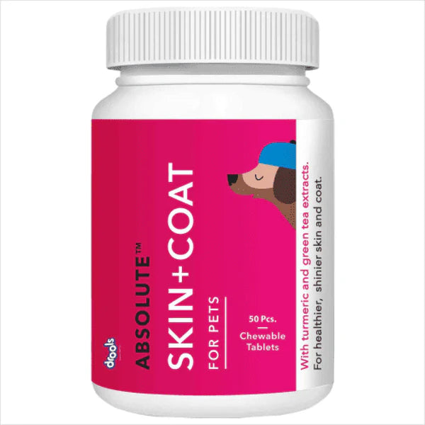 Drools Absolute Skin & Coat and Absolute Vitamin Supplement Tablets for Dogs Combo