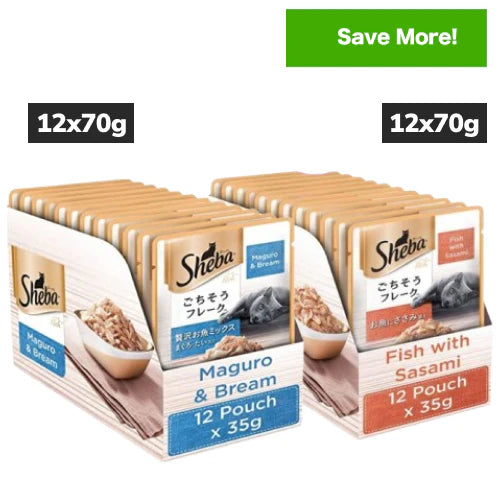 Sheba Maguro & Bream Fish Mix and Fish with Sasami Premium Cat Wet Food Combo