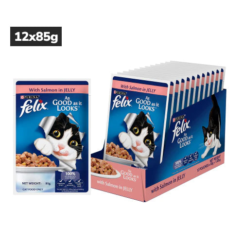 Purina Felix Sardine, Chicken and Salmon with Jelly Complete and Balanced Adult Cat Wet Food Combo